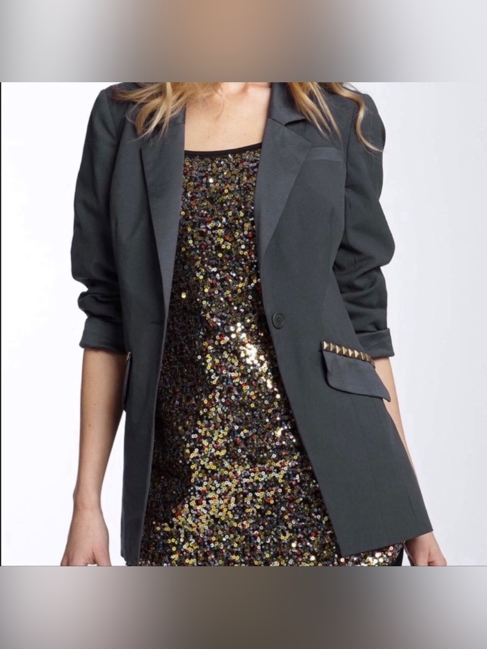 Women's Black Blazer with Gold Accents